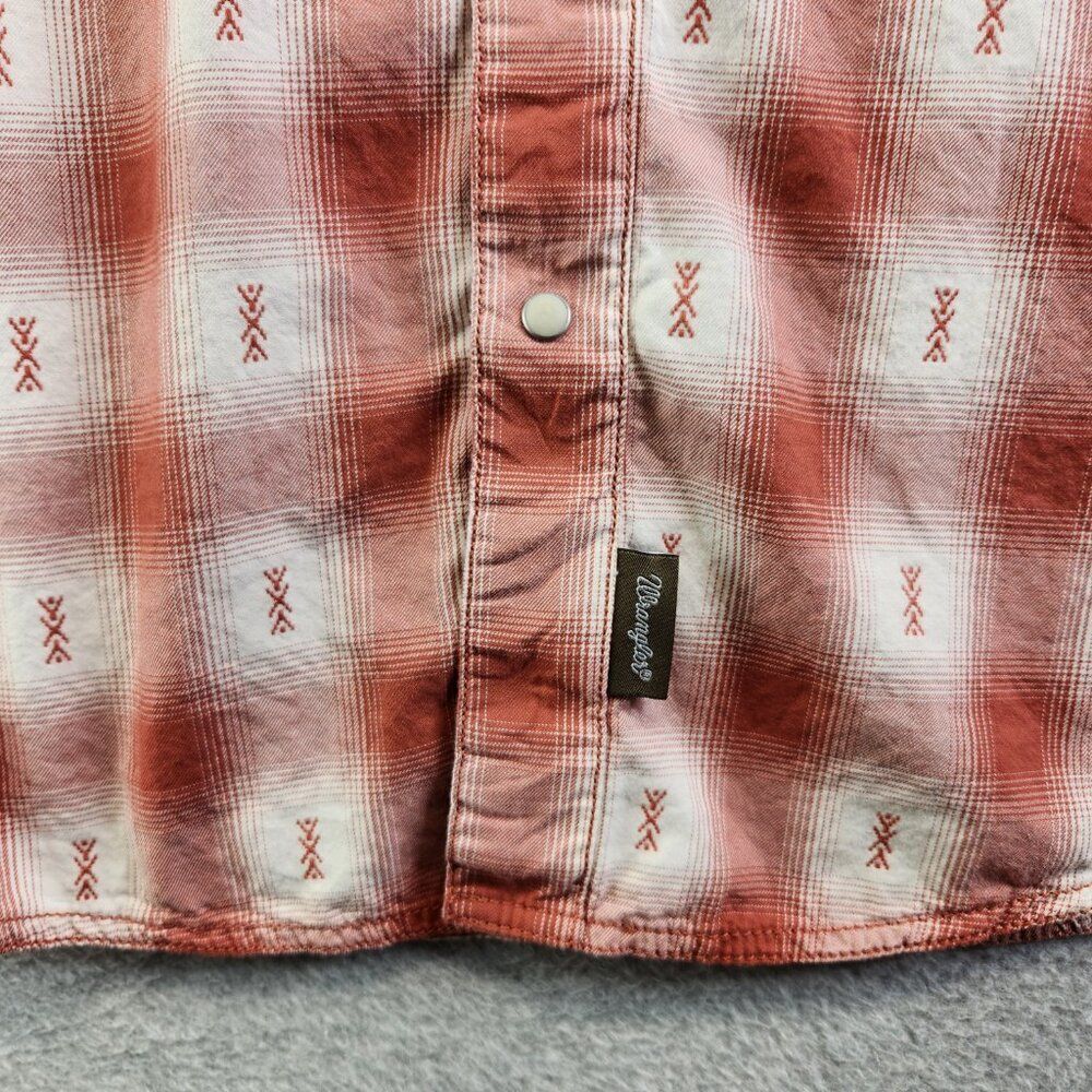 Wrangler Shirt Mens XXL Red Plaid Retro Premium Pearl Snap Yoked Rodeo Ranch - Picture 3 of 12